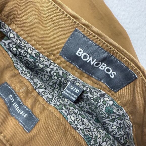 Bonobos Pants Men's 30x32 Fits 30x30 Brown Chino Khaki Straight Leg flat Preppy - Picture 10 of 10